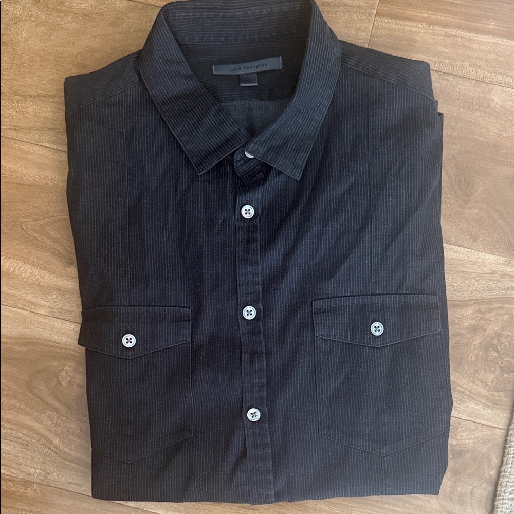 John Varvatos Charcoal pin strip Button Down Shirt